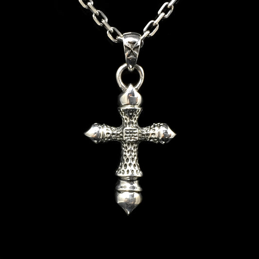 Antique Fire Pattern Cross 925 Silver Pendant