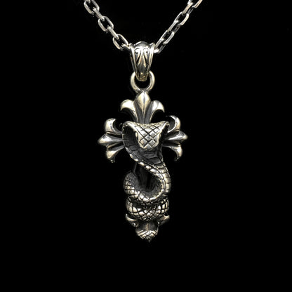 Snake Cross Pendant Retro 925 Sterling Silver
