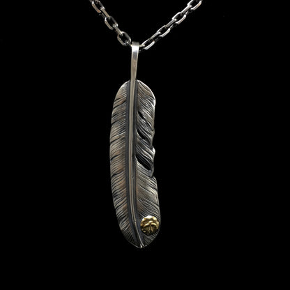 Left Feather Simple Leaf Retro 925 Silver Goro Takahashi Pendant