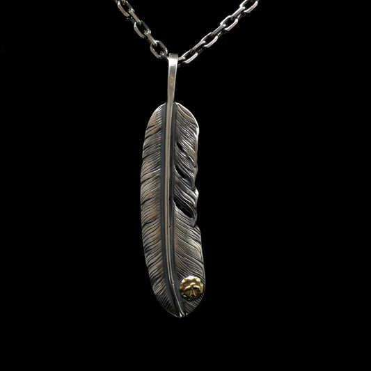 Left Feather Simple Leaf Retro 925 Silver Goro Takahashi Pendant