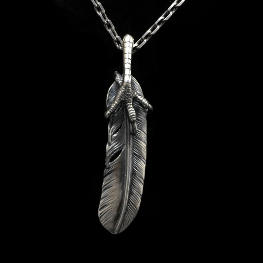 Right  Eagle Claw Feather Retro 925 Silver Leaf Goro Takahashi Pendant