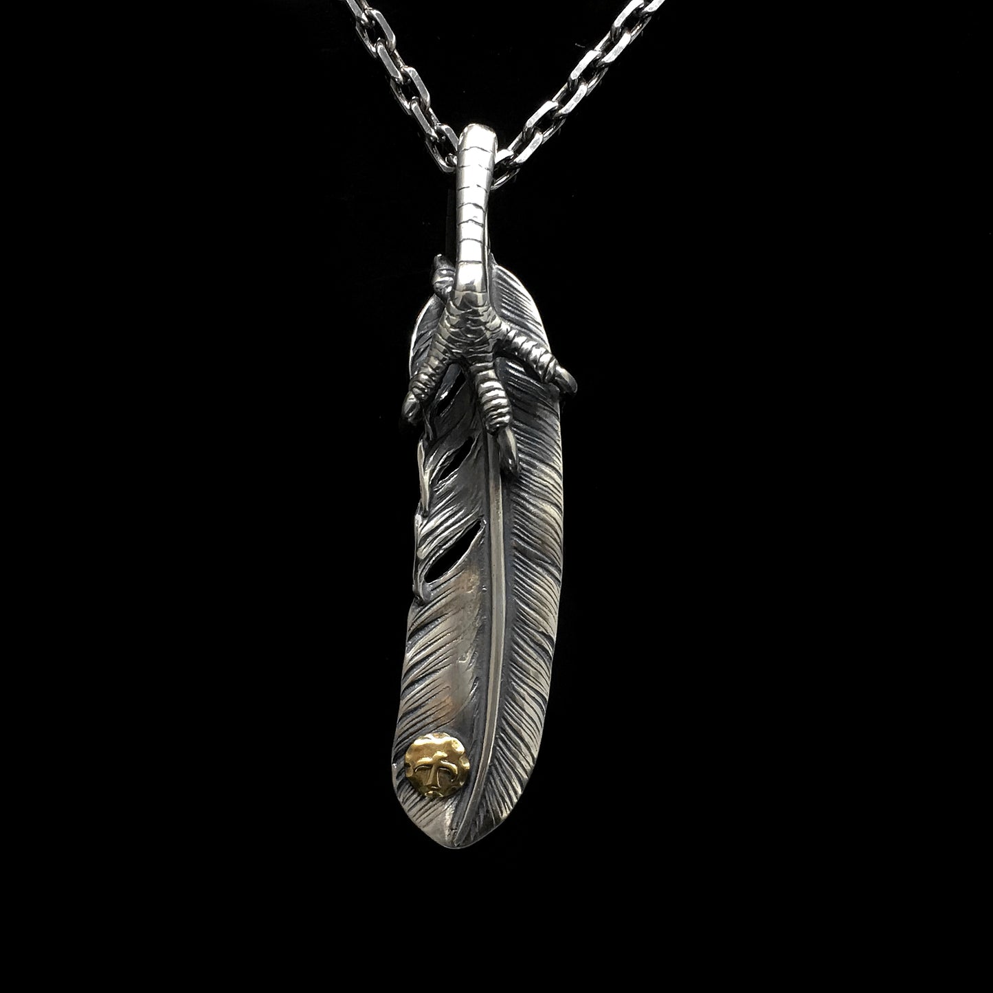 Right Eagle Claw Feather Retro 925 Silver Pendant  Japan Takahashi Goro 