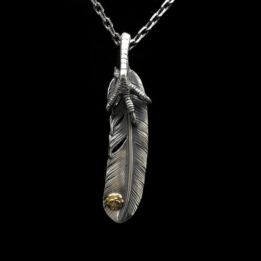Right Eagle Claw Feather Retro 925 Silver Pendant  Japan Takahashi Goro 