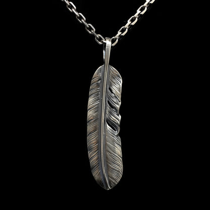 Simple Wing Feather Retro 925 Silver Pendant Takahashi Goro