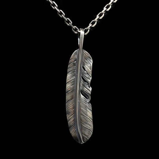 Left Feather Simple Leaf Retro 925 Silver Goro Takahashi Pendant