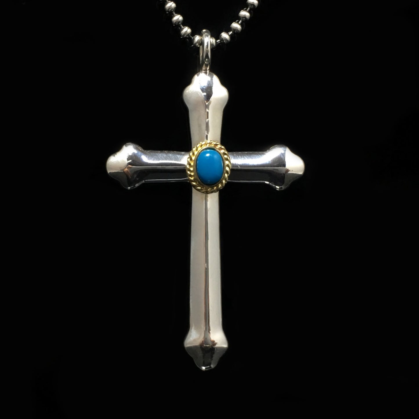 Japan Takahashi Goro Turquoise Cross 925 Silver Pendant