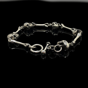 Retro 925 Sterling Silver Skeleton Head Bracelet