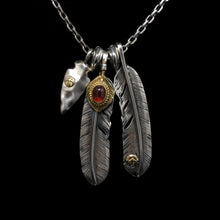 Load image into Gallery viewer, Japan Takahashi Goro Feather Necklace Set Retro 925 Sterling Silver Native American Jewelry
