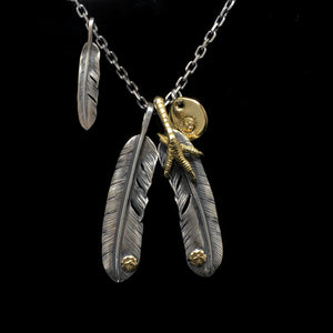 Eagle Claw Feather Necklace Set Retro Takahashi Goro 925 Sterling Silver