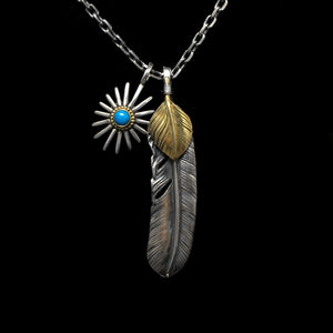 Native American Jewelry Retro Silver Takahashi Goro Feather Necklace Set