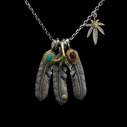 Japan Takahashi Goro Leaf John Mayer Necklace Feather Set Retro Silver