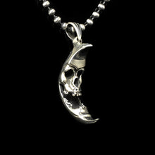 Load image into Gallery viewer, Retro Skull 925 Sterling Silver Moon Pendant
