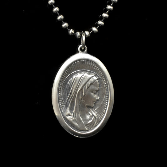 Retro 925 Silver Virgin Mary Couple Pendant