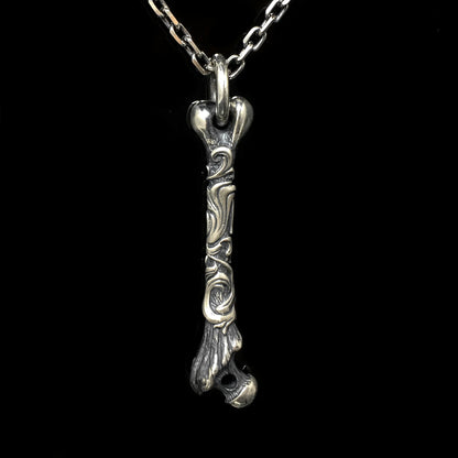 Retro Silver Animal Bone Pendant