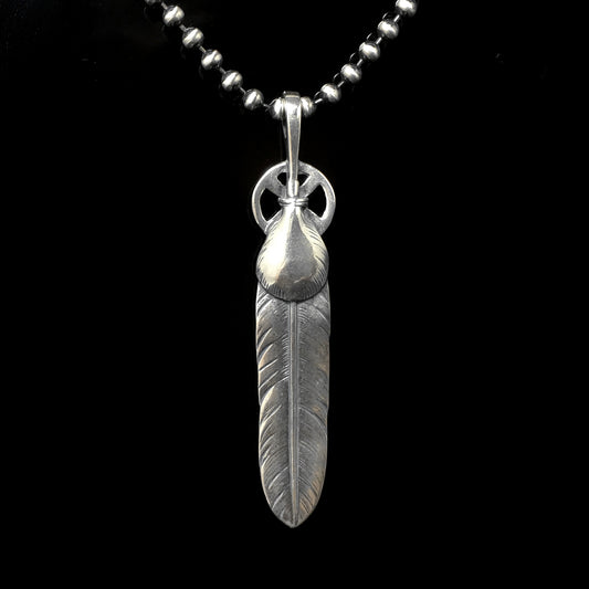 Small Feather Leaf Retro 925 Silver Pendant Takahashi Goro