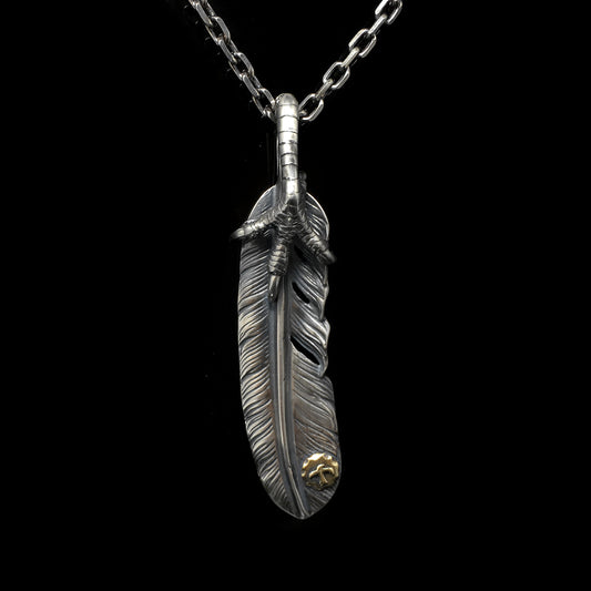 Takahashi Goro Left Feather Necklace Set Retro 925 Silver