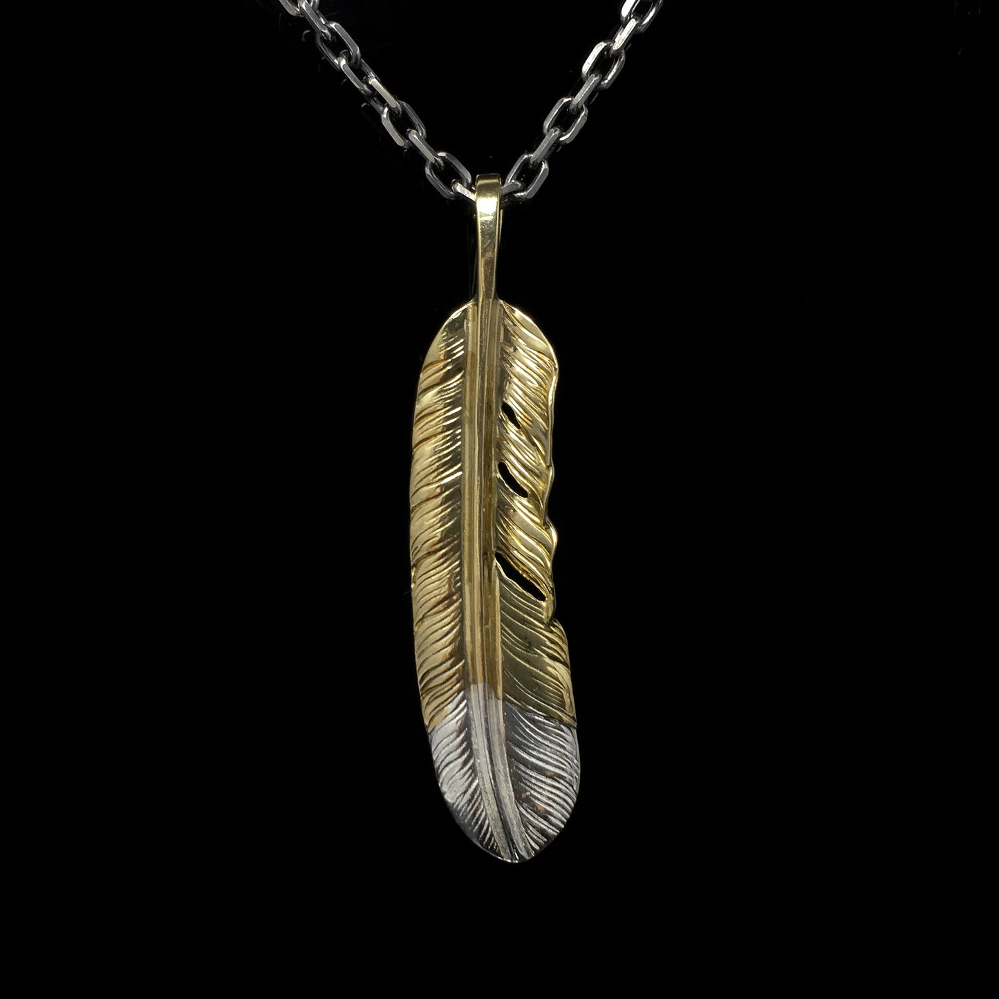 Left Feather Retro 925 Silver Pendant Takahashi Goro with Brass