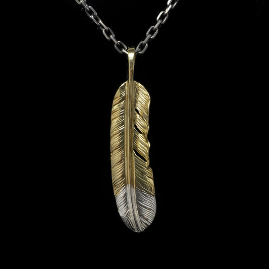 Left Feather Retro 925 Silver Pendant Takahashi Goro with Brass