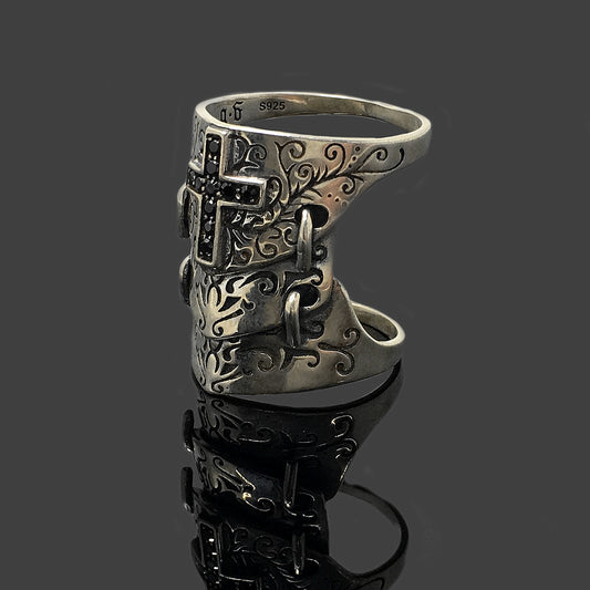 Sterling Silver Retro Spartan Hero Helmet Mask Ring