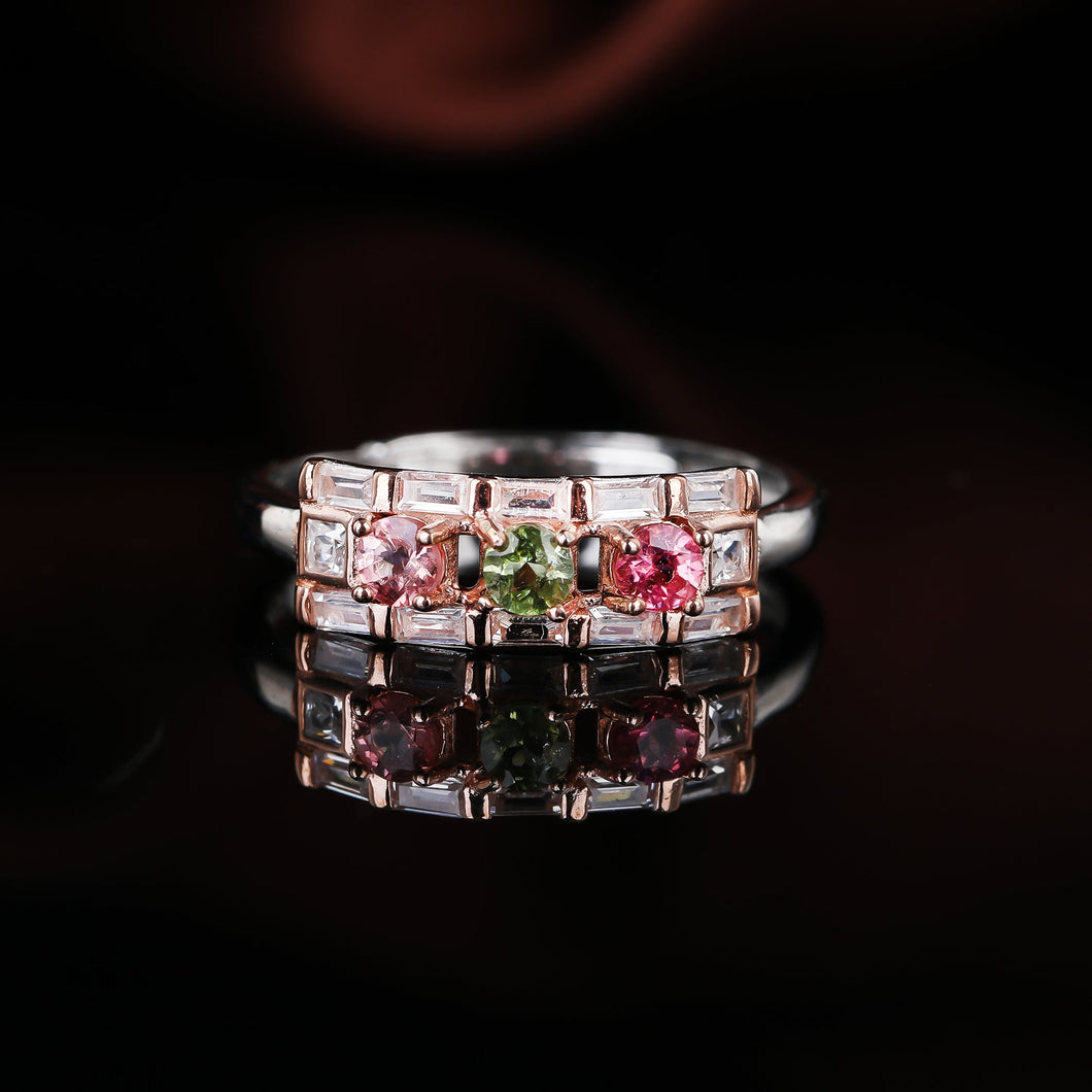 S925 Silver  Tourmaline Ring WB-R055