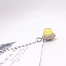 Load image into Gallery viewer, S925 Silver Natural Blue Amber Pendant ABDJ-P037

