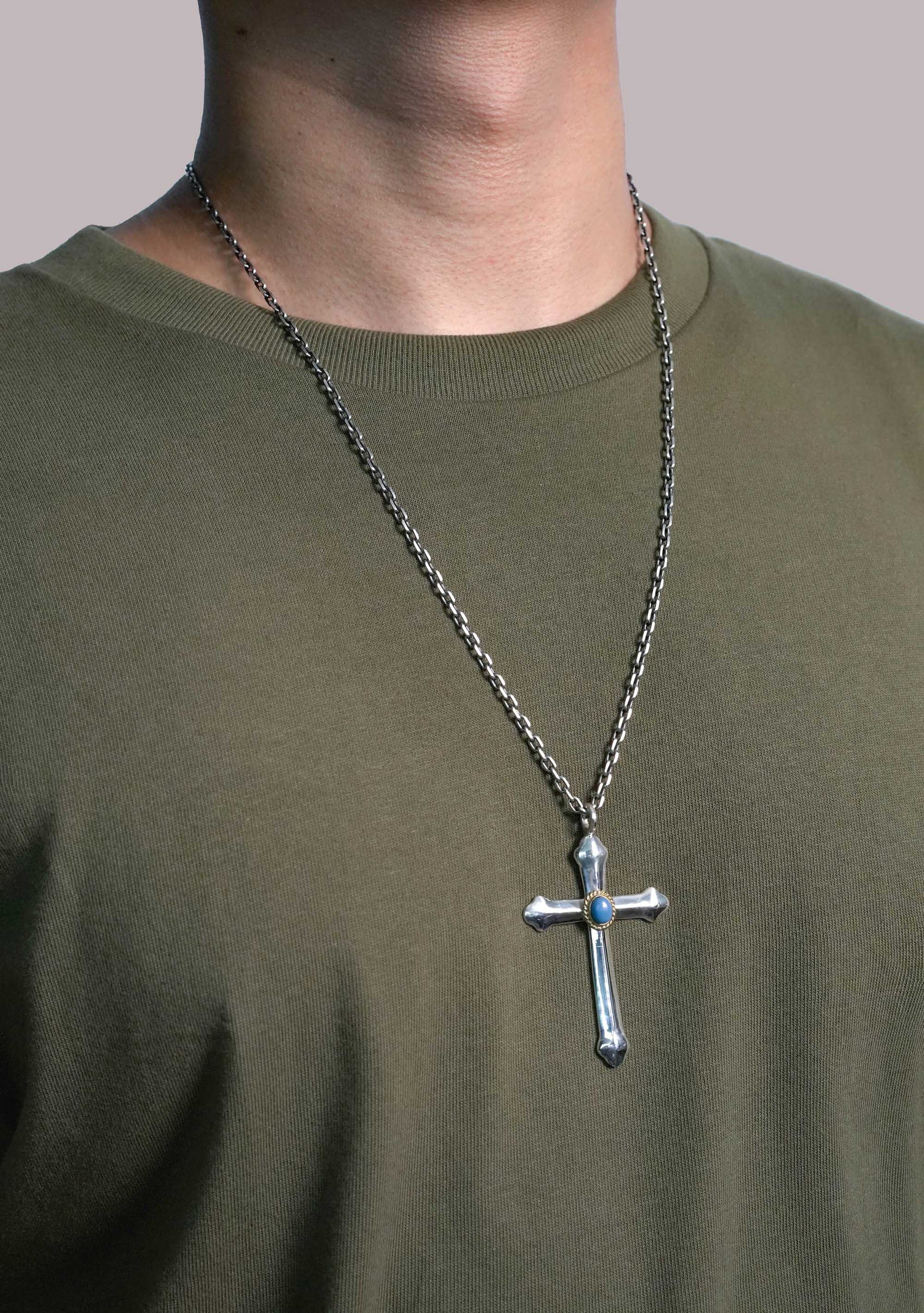 Japan Takahashi Goro Turquoise Cross 925 Silver Pendant