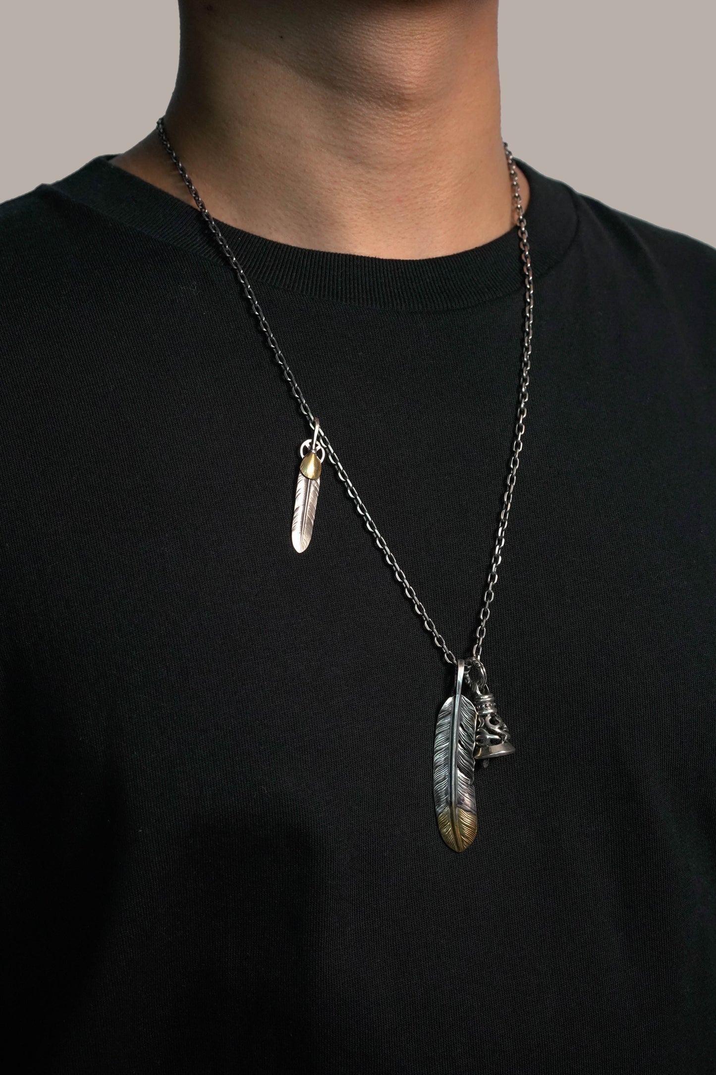 Retro 925 Sterling Silver Goro Feather Necklace Set