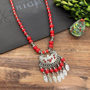 Retro Style Handmade Necklace Bohemian Sweater Chain Moon Flower Colorful Beads Female Accessories
