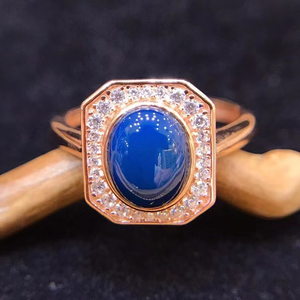 S925 Silver Dominican Natural Blue Amber Ring ABDJ-R010