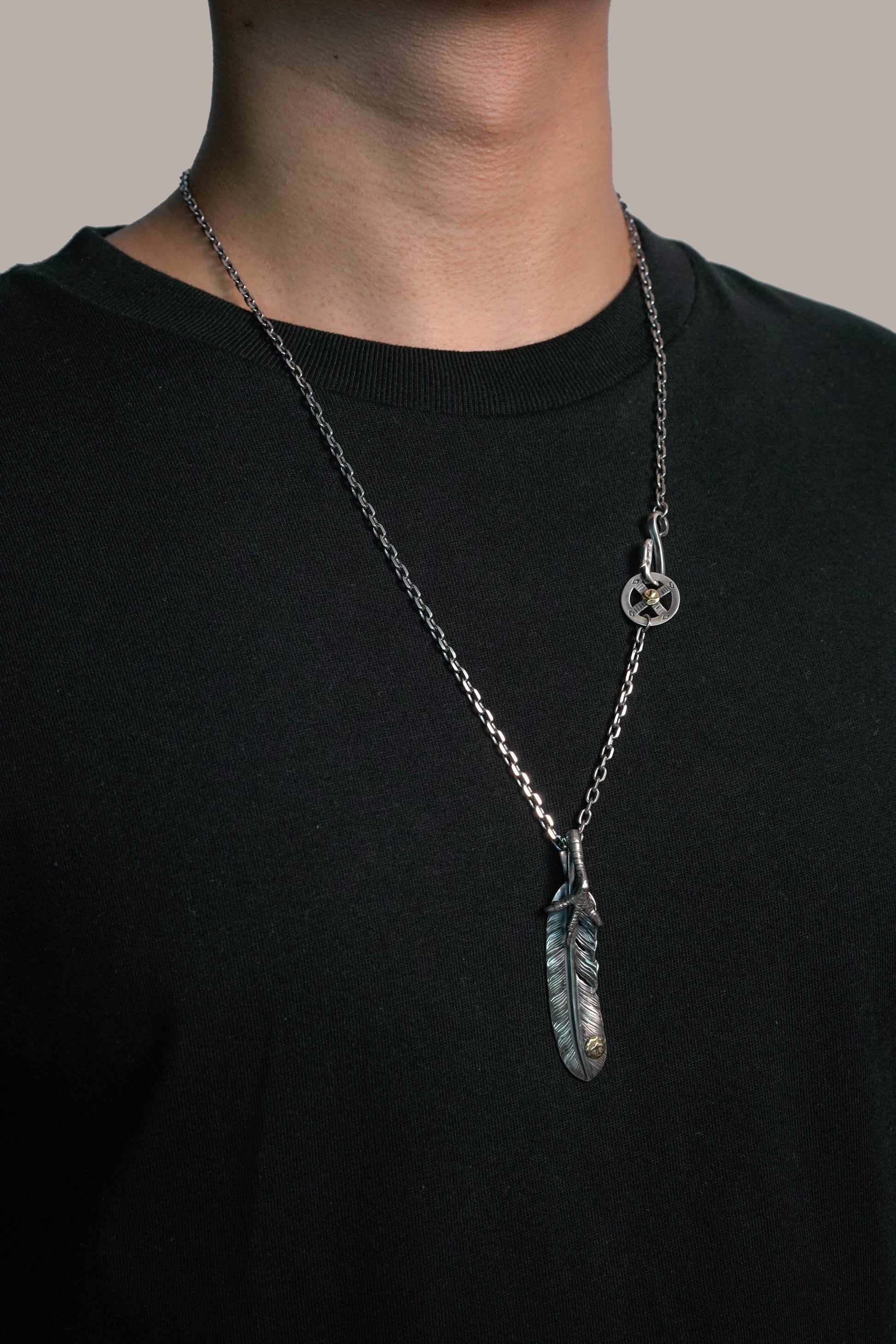 Takahashi Goro Left Feather Necklace Set Retro 925 Silver