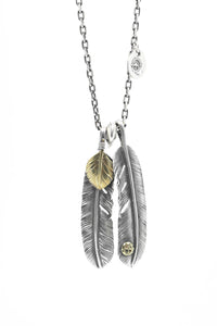 Japan Takahashi Goro Retro 925 Sterling Silver Feather Necklace Set