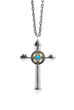 Load image into Gallery viewer, Takahashi Goro Round Turquoise Brass Cross 925 Silver Pendant
