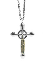 Load image into Gallery viewer, Takahashi Goro Feather Brass Cross 925 Silver Pendant
