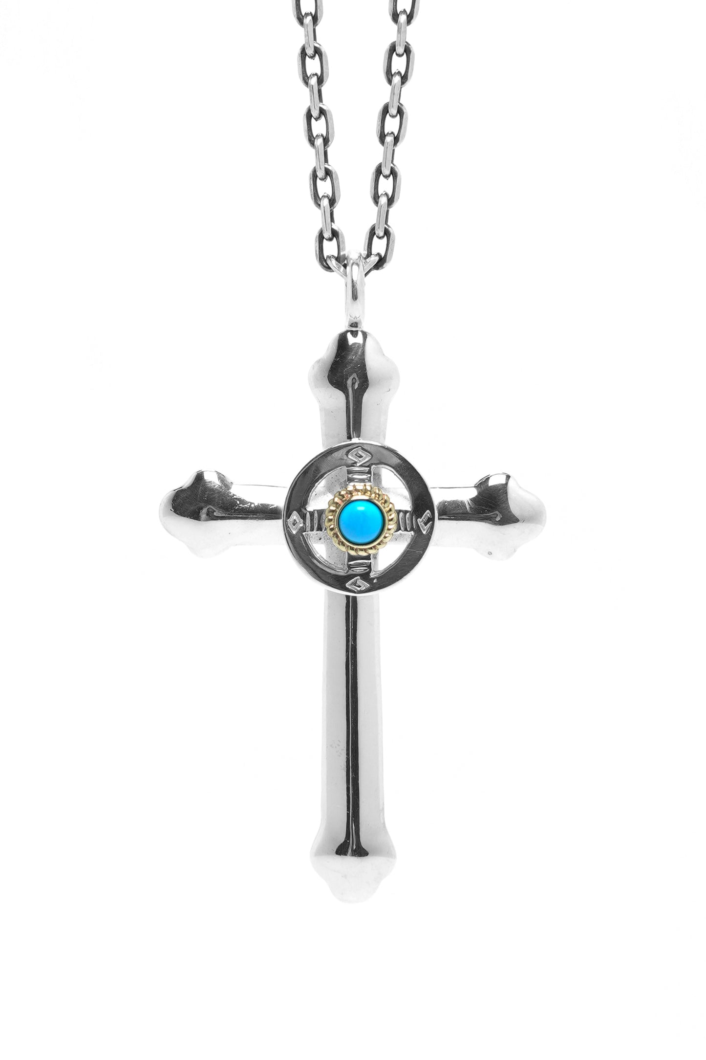 Takahashi Goro Round Turquoise Cross 925 Silver Pendant