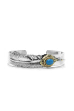 Load image into Gallery viewer, 925 Sterling Silver Goros Turquoise Feather Bracelet
