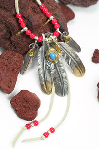 Necklace with Turquoise and Silver Feather Setup