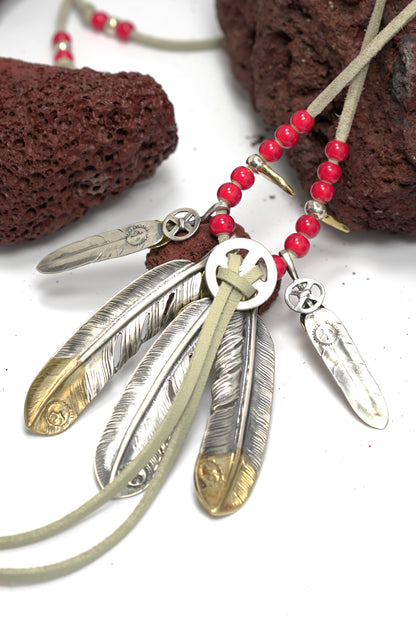 Necklace with Turquoise and Silver Feather Setup