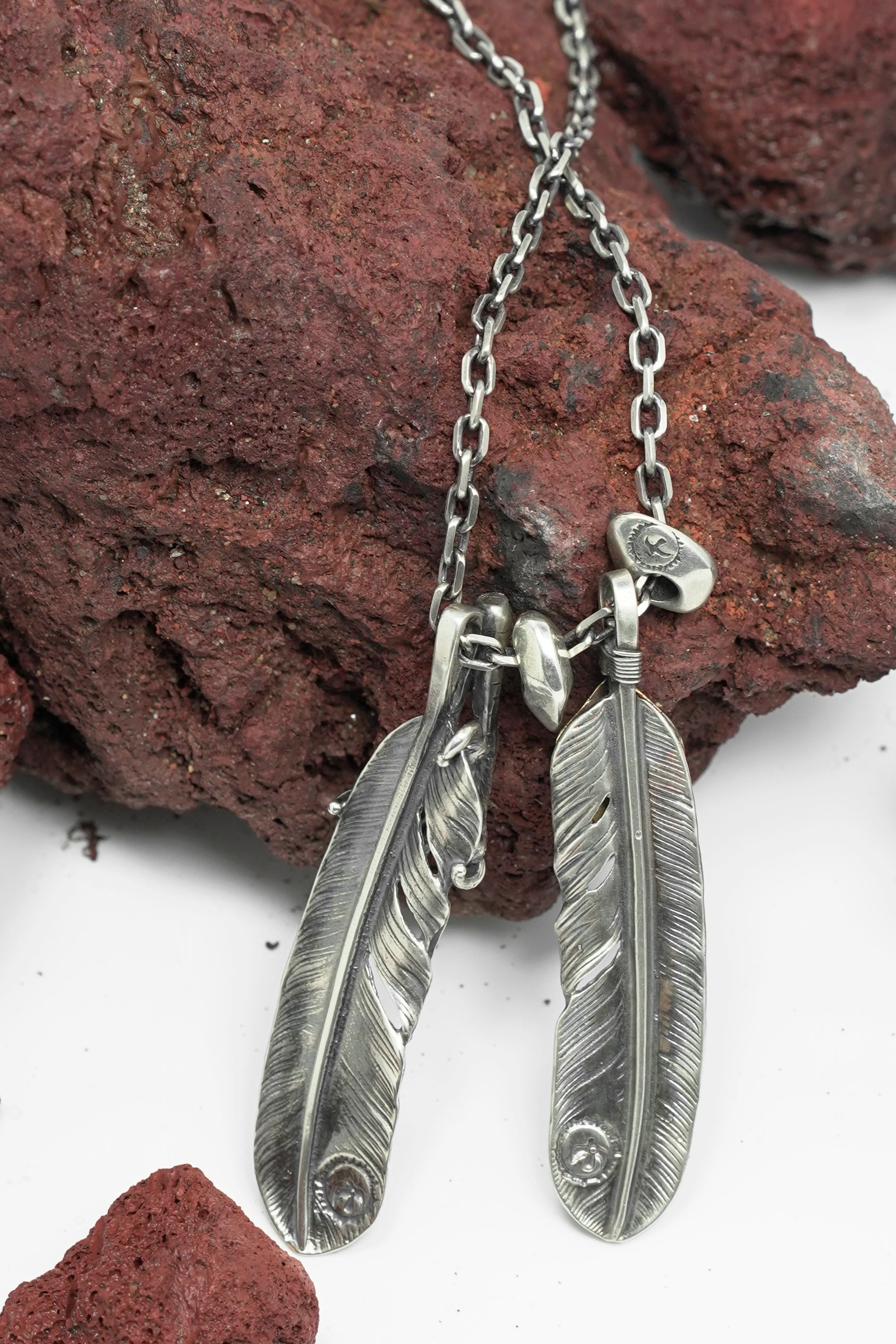 Retro Silver Eagle Claw Feather Necklace Set Takahashi Goro