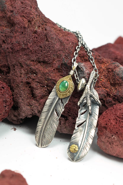 Retro Silver Eagle Claw Feather Necklace Set Takahashi Goro