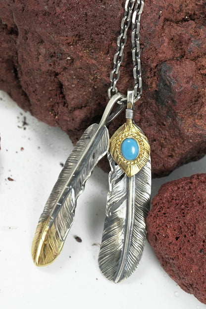 Japan Takahashi Goro Retro Feather Necklace Set 925 Silver