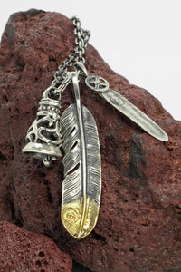 Retro 925 Sterling Silver Goro Feather Necklace Set