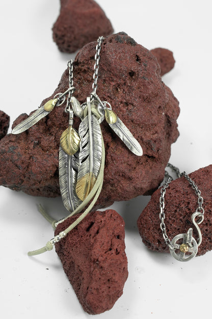925 Sterling Silver Takahashi Goro Retro Feather Necklace Set