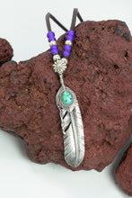 Load image into Gallery viewer, Takahashi Goro Turquoise Feather Necklace Set Retro 925 Silver
