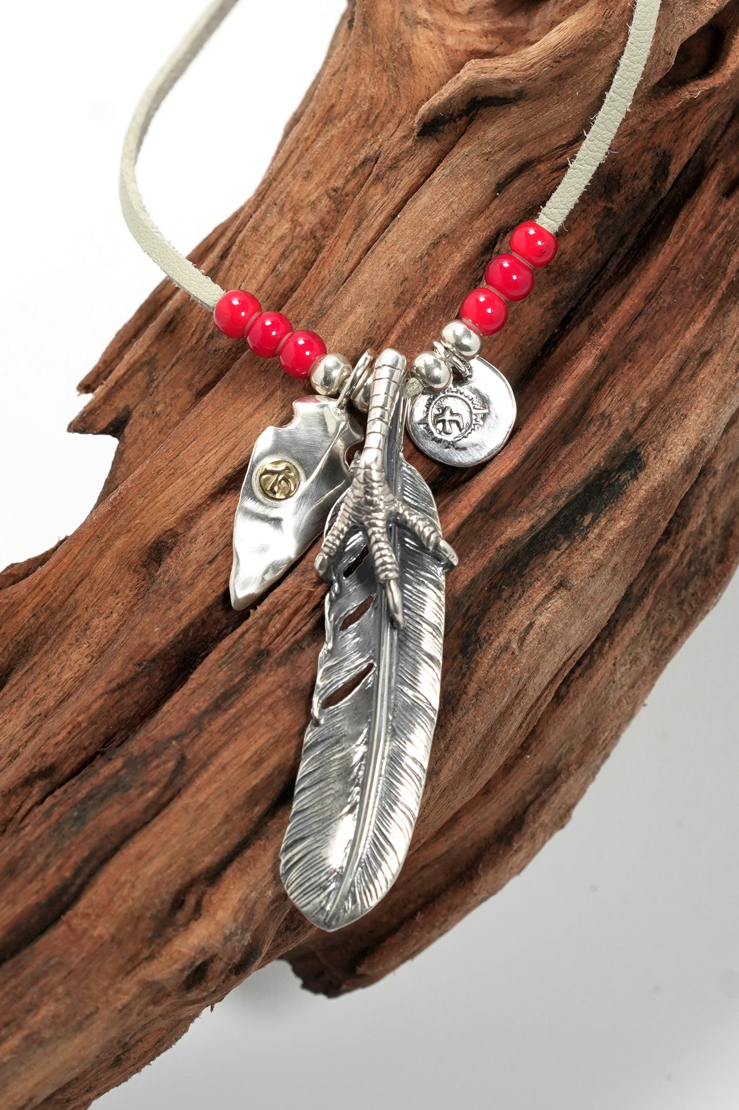 Retro Takahashi Goro Eagle Claw Feather Necklace Set