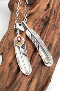 Japan Takahashi Goro Feather Necklace Set Retro 925 Sterling Silver