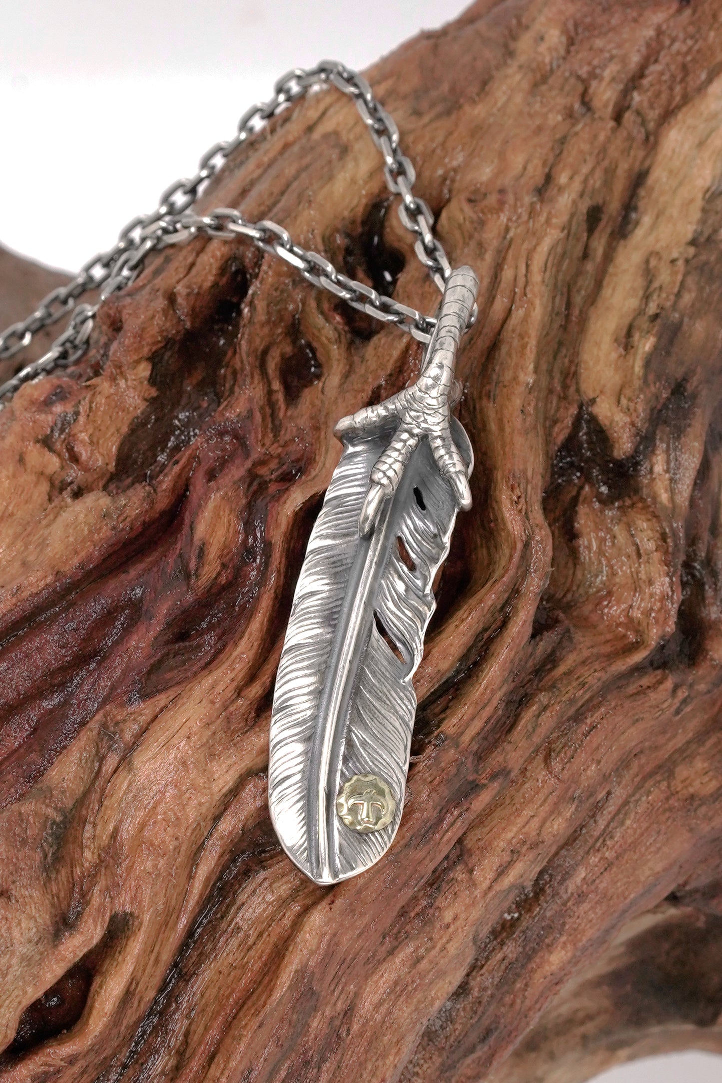 Takahashi Goro Left Feather Necklace Set Retro 925 Silver
