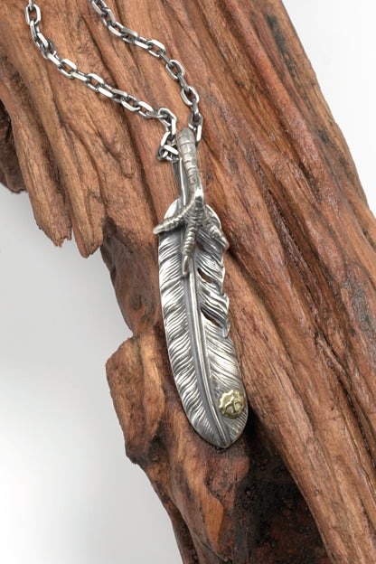 Takahashi Goro Left Feather Necklace Set Retro 925 Silver