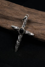 Load image into Gallery viewer, Twisted Cross 925 Silver Pendant with Onyx

