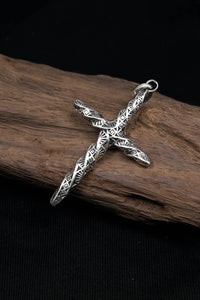 Twisted Cross 925 Silver Pendant with Onyx