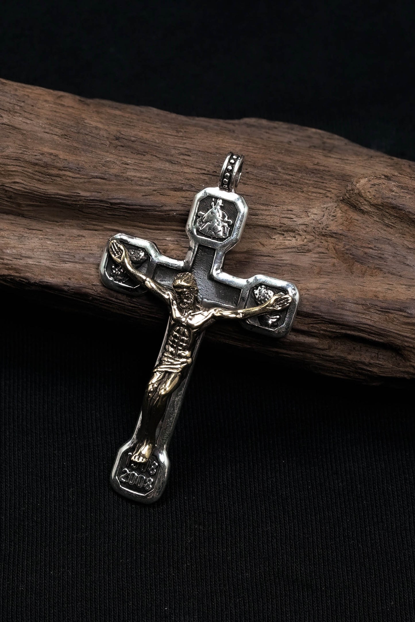 Jesus Cross Brass 925 Silver Pendant